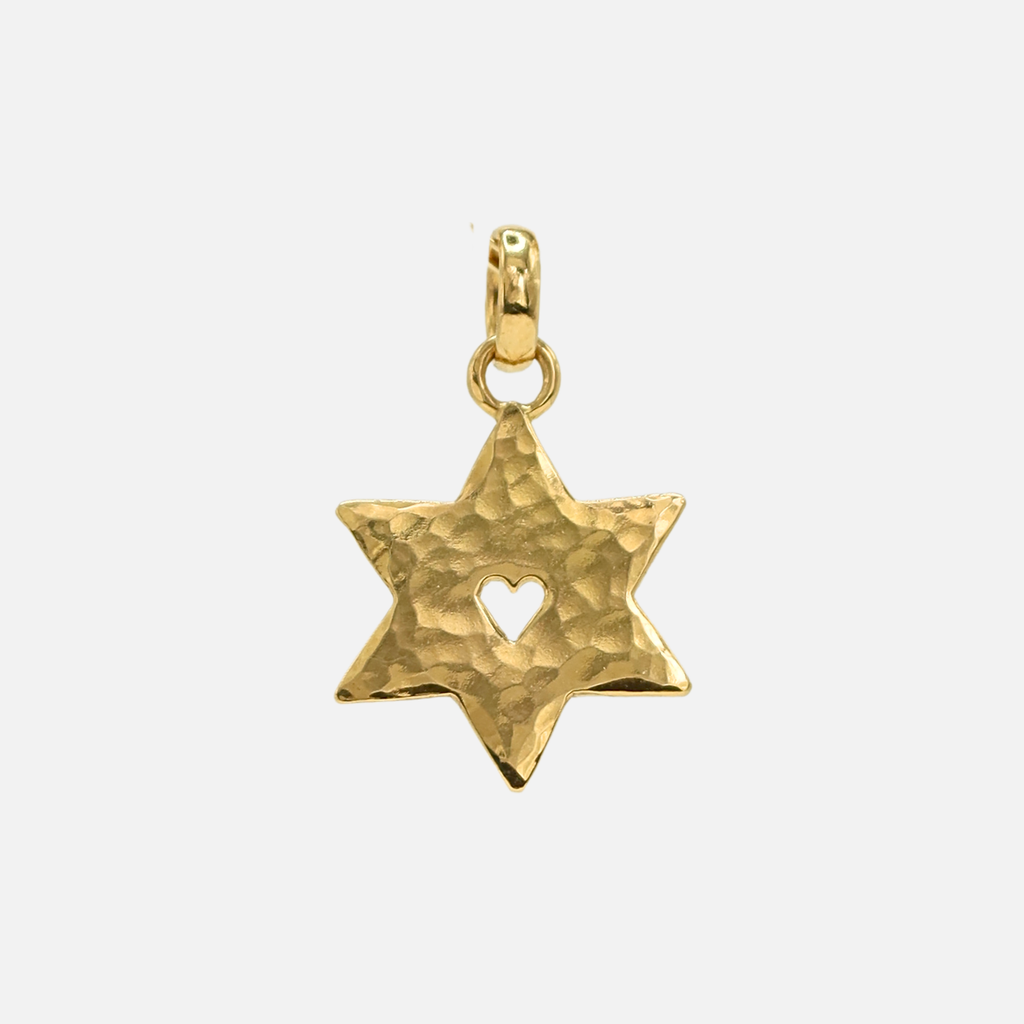 Sonoma Hammered Star of David Heart Pendant in 20K Peach Gold