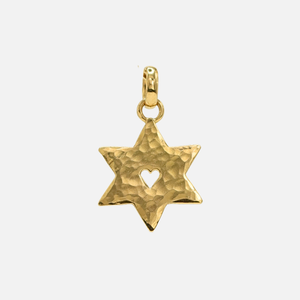 アクセサリー VALENTI USRevo Sonoma Hammered Star of David Heart Pendant in 20K Peach Gold