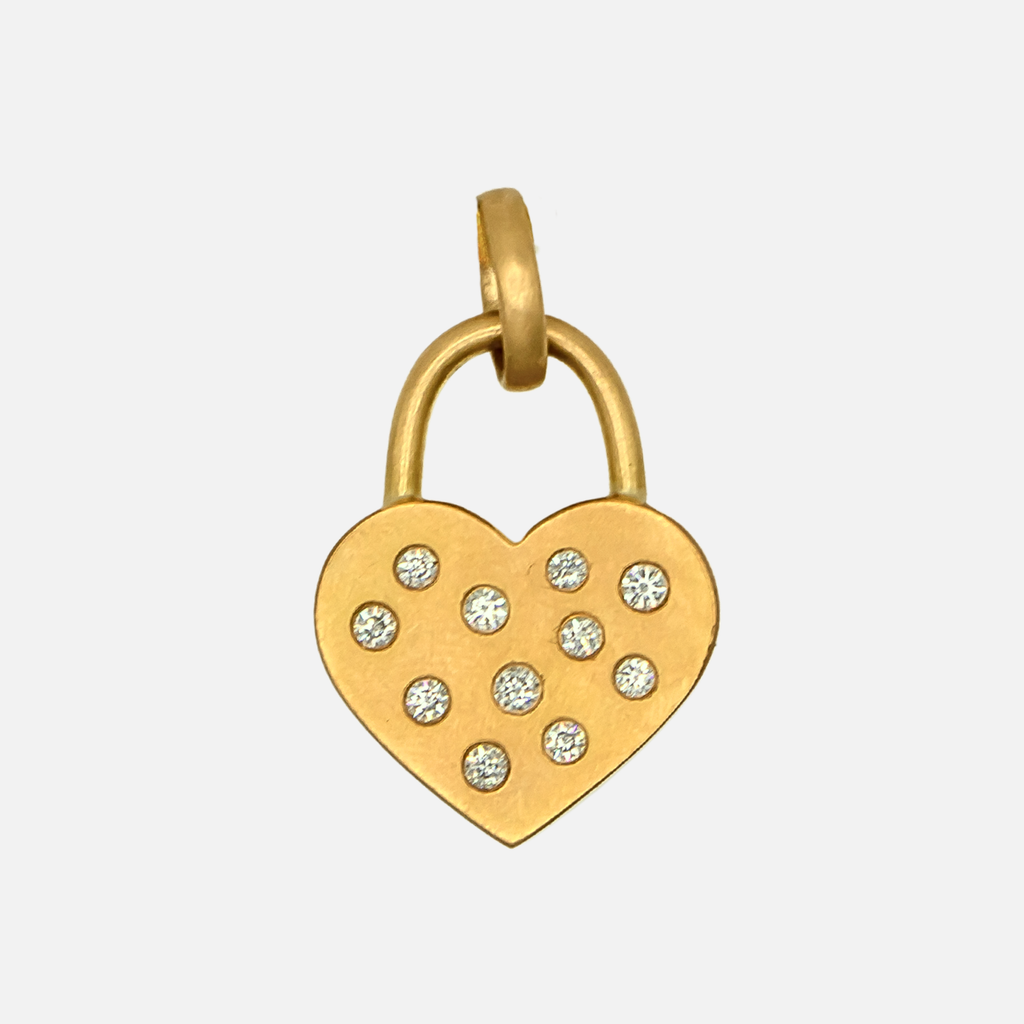 Sonoma Heart Diamond Lock Pendant in 20K Peach Gold Reinstein Ross Goldsmiths