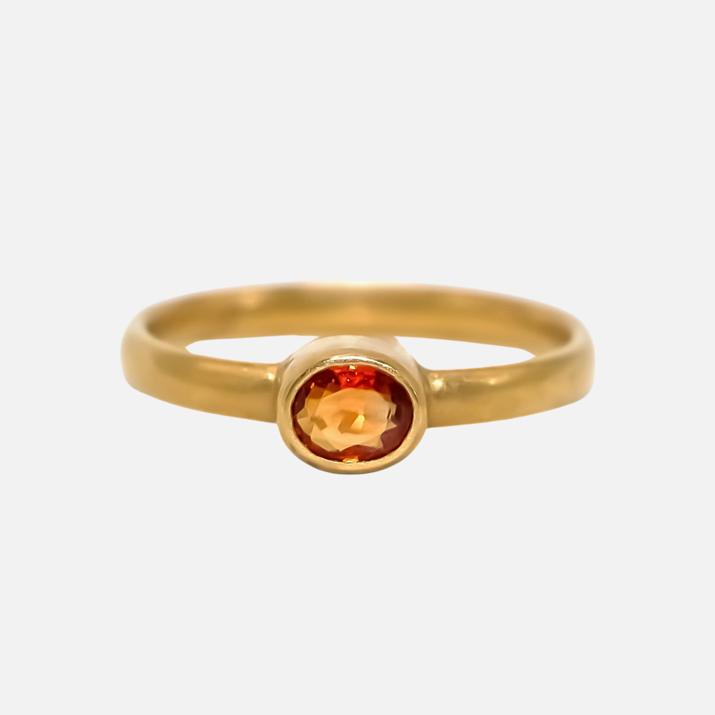 Sonoma Mini Oval Orange Sapphire Ring in 20K Peach Gold Reinstein Ross Goldsmiths
