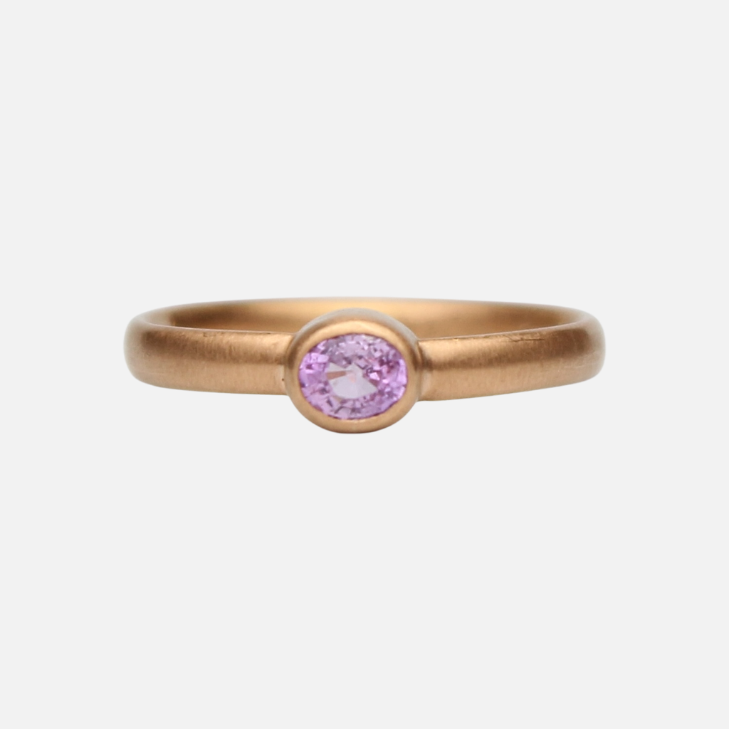 Sonoma Mini Oval Pink Sapphire Ring in 22K Apricot Gold Reinstein Ross Goldsmiths
