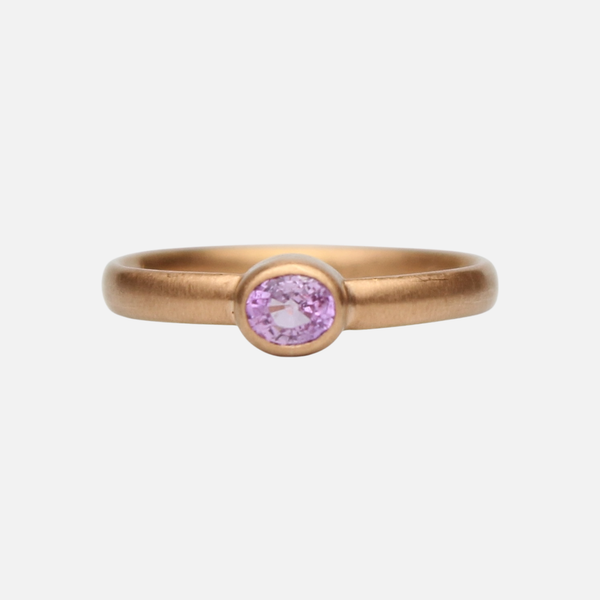 Sonoma Mini Oval Pink Sapphire Ring in 22K Apricot Gold