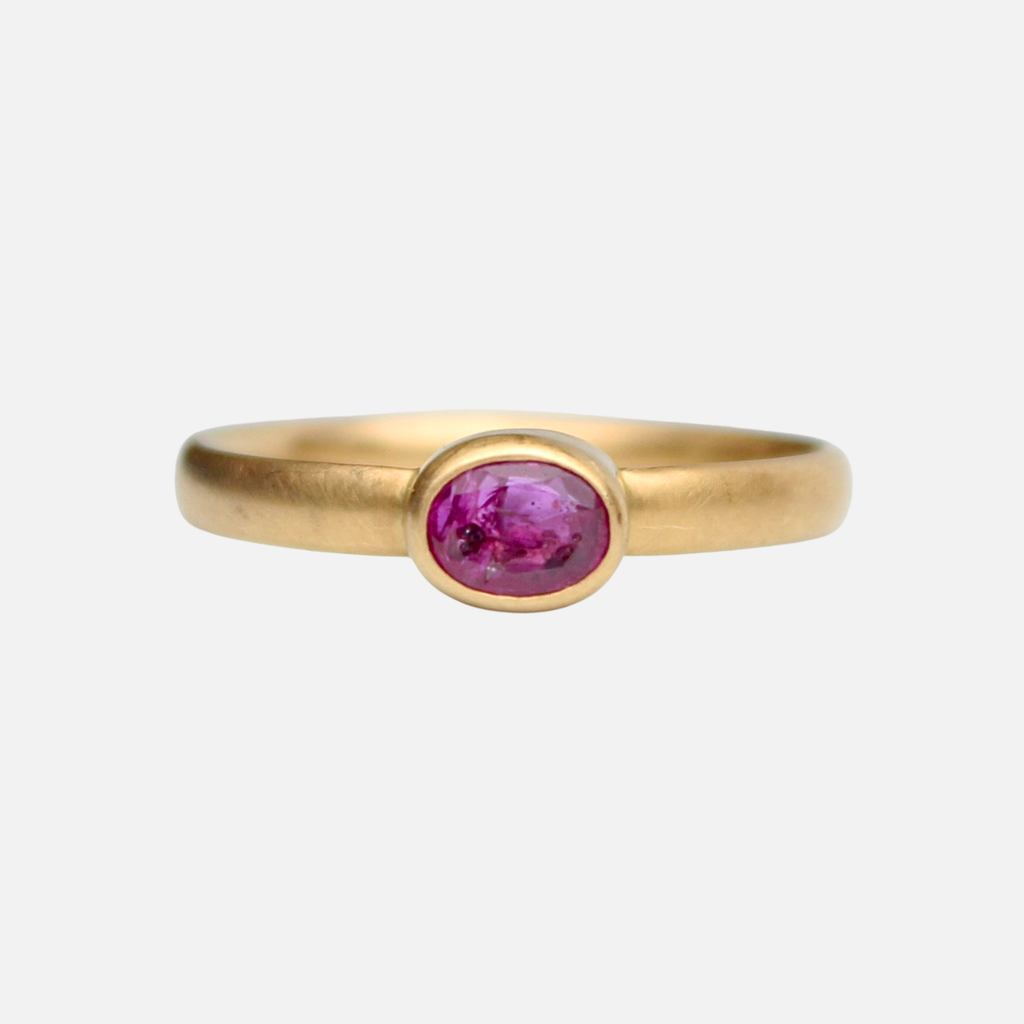 Sonoma Mini Oval Ruby Ring in 20K Peach Gold Reinstein Ross Goldsmiths
