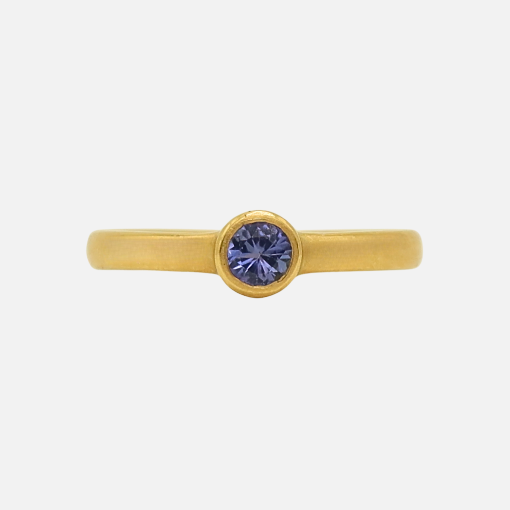 Sonoma Mini Round Purple Sapphire Ring in 20K Peach Gold Reinstein Ross Goldsmiths