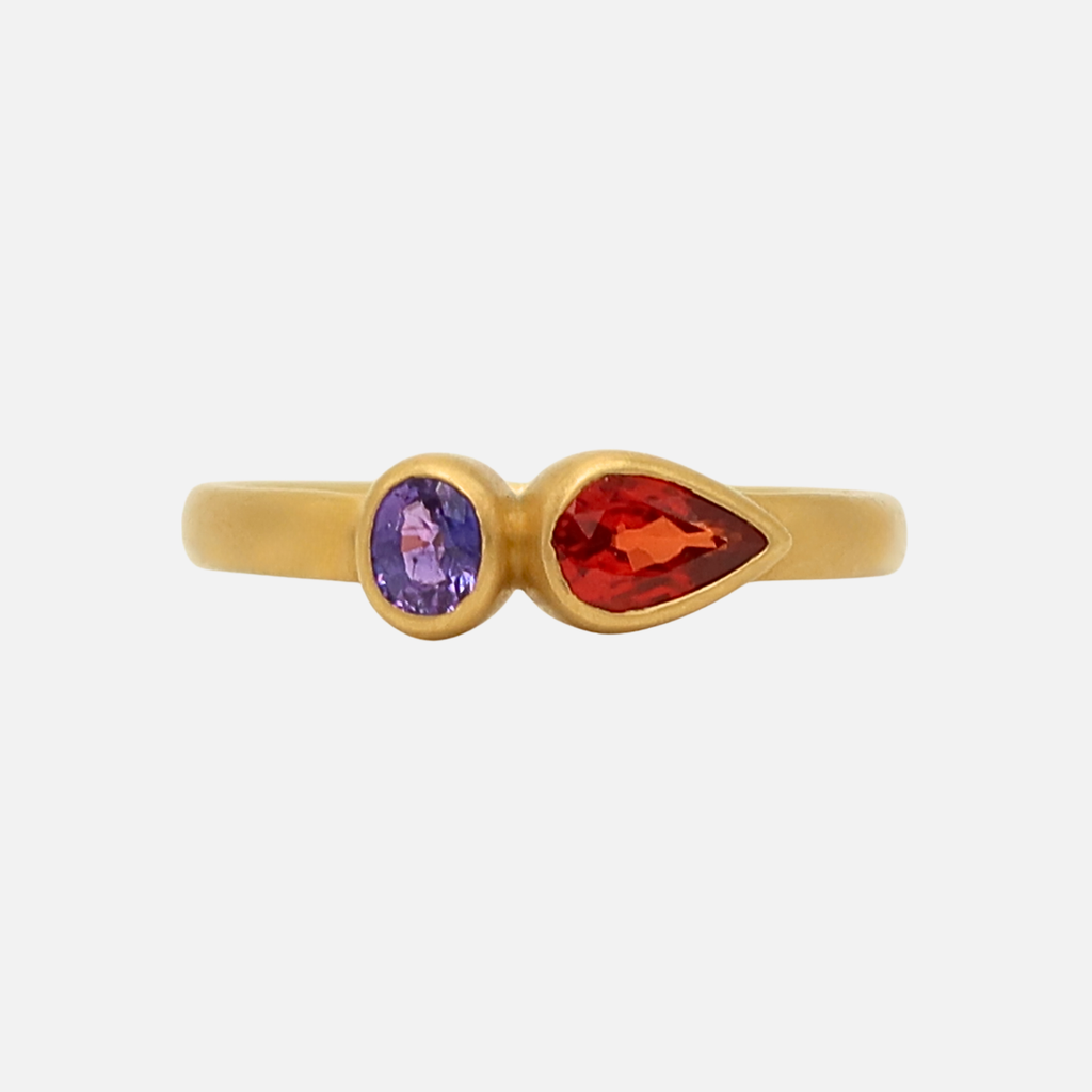 Sonoma Mini Toi Moi Red and Purple Sapphire Ring in 20K Peach Gold Reinstein Ross Goldsmiths