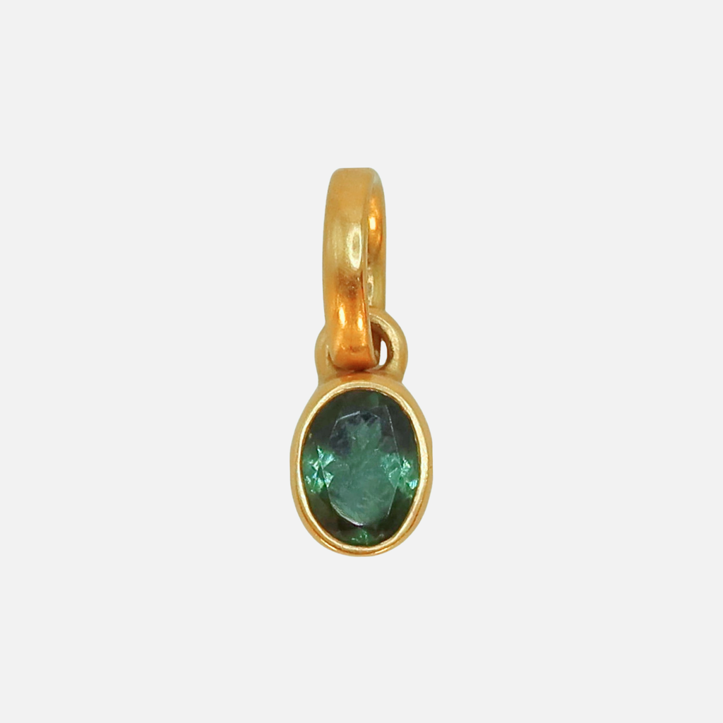 Sonoma Oval Faceted Green Tourmaline Pendant in 20K Peach Gold Reinstein Ross Goldsmiths