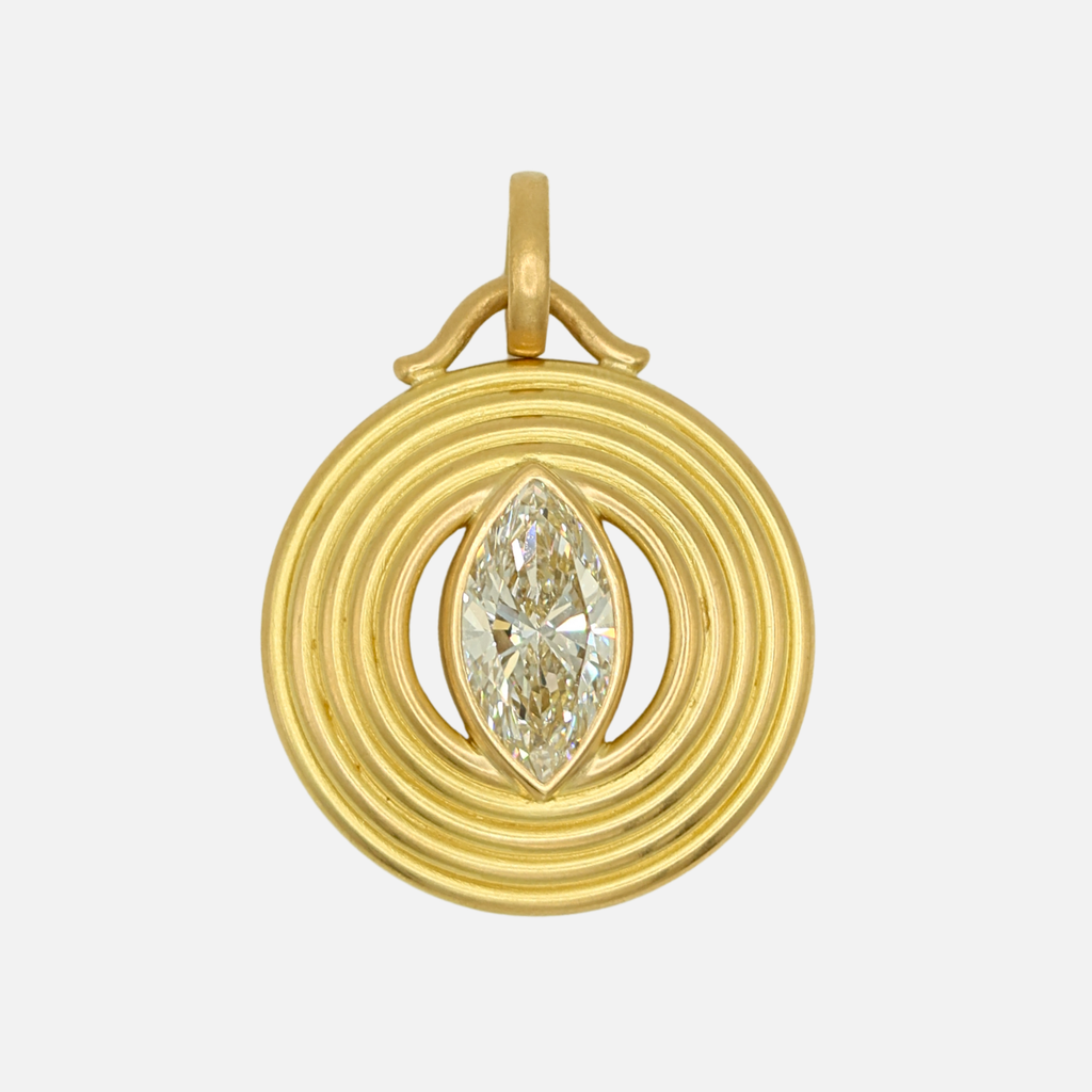 Sonoma "Pagoda" Marquise Lab Diamond Pendant in 20K Peach Gold Reinstein Ross Goldsmiths