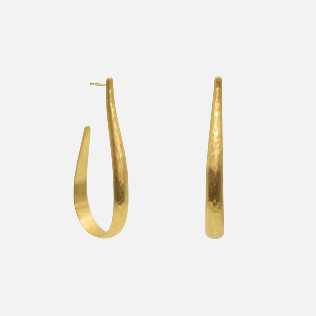 Sonoma Regular Hammered Teardrop Hoops in 20K Peach Gold Reinstein Ross Goldsmiths