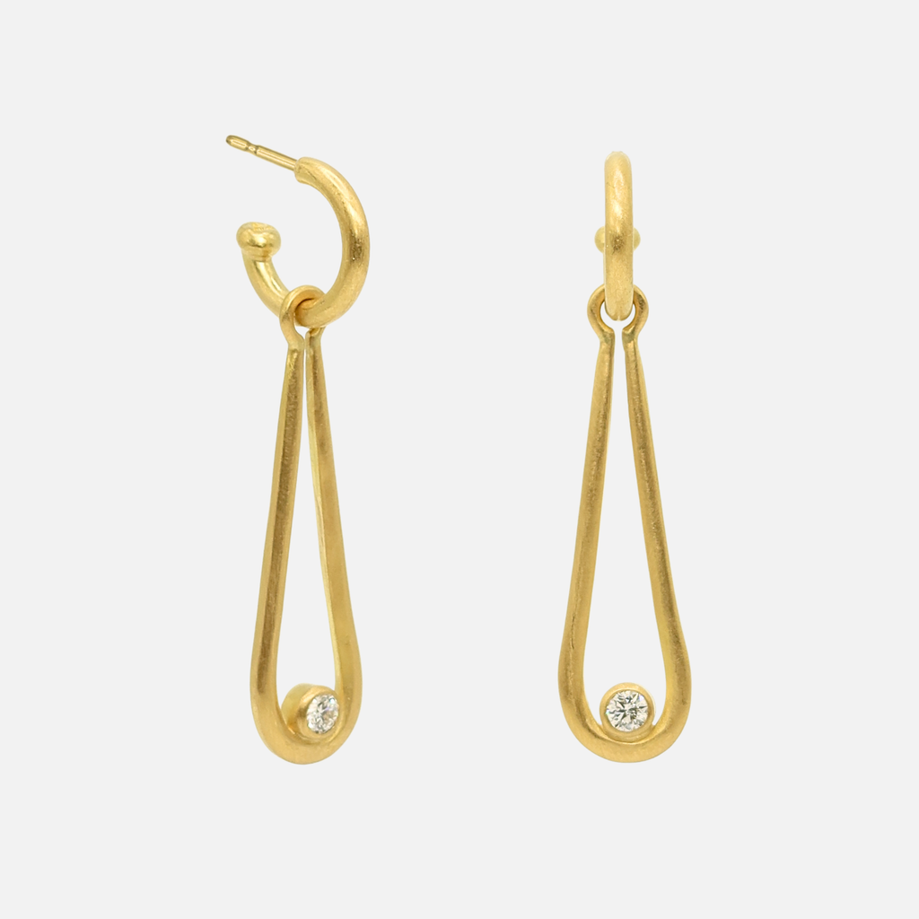 Sonoma Teardrop and Diamond Earrings in 20K Peach Gold Reinstein Ross Goldsmiths