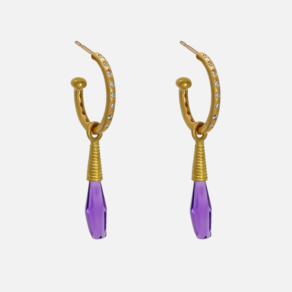 Spiral Small Amethyst Drops in 20K Peach Gold