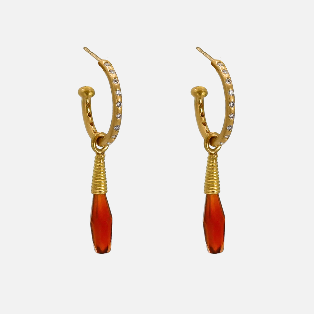 Spiral Small Auburn Red Garnet Drops in 20K Peach Gold Reinstein Ross Goldsmiths