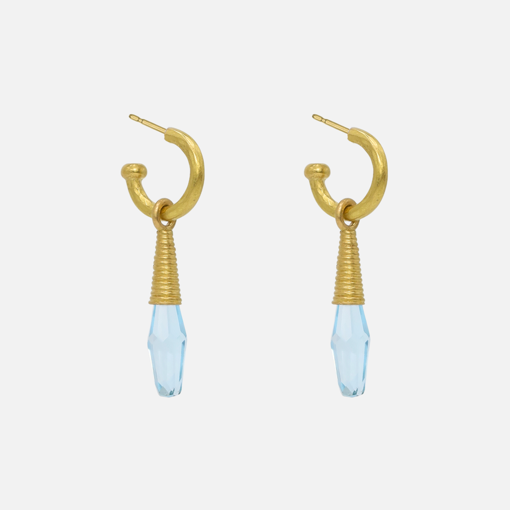 Spiral Small Blue Topaz Drops in 20K Peach Gold