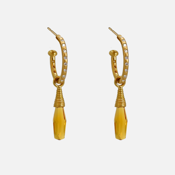 Spiral Small Citrine Drops in 20K Peach Gold