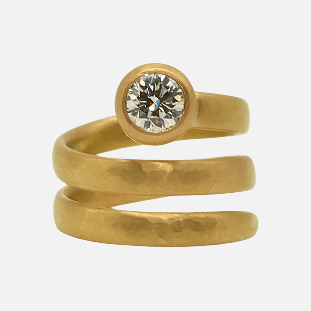 Sonoma Hammered Wrap Lab Diamond Ring in 20K Peach Gold Reinstein Ross Goldsmiths