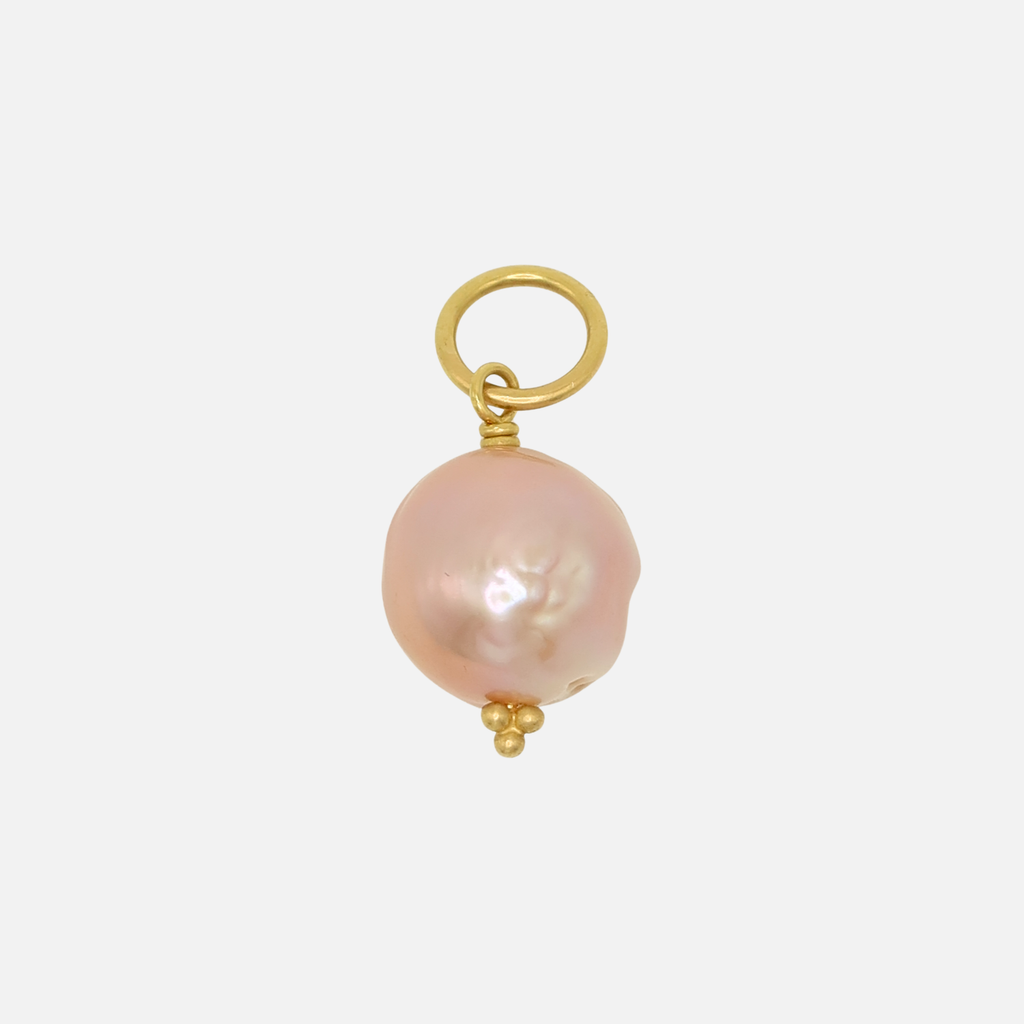 Tania Rosebud Baroque Pearl Pendant in 20K Peach Gold Reinstein Ross Goldsmiths