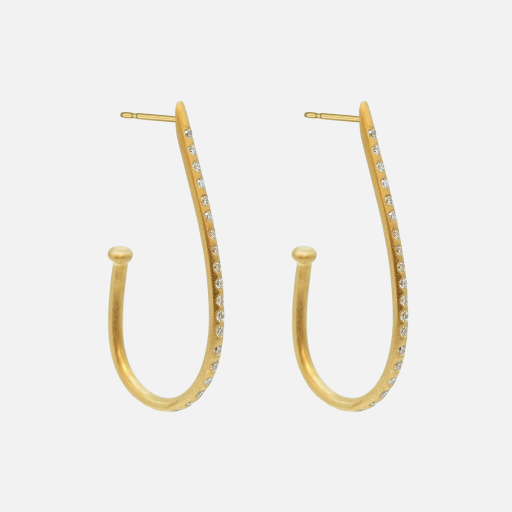 Hoopstock Large Teardrop Diamond Hoops in 20K Peach Gold