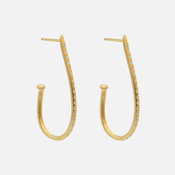 Hoopstock Large Teardrop Diamond Hoops in 20K Peach Gold