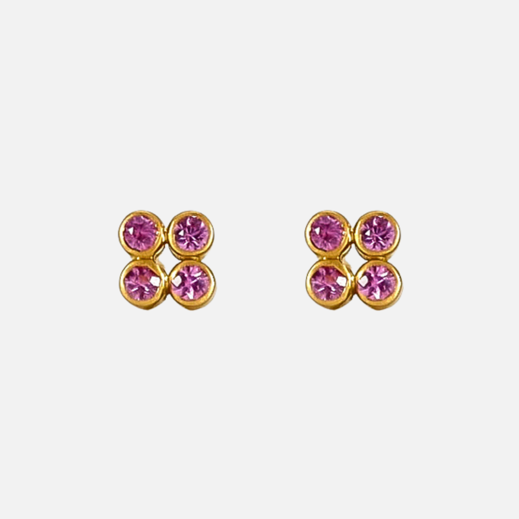 Tivoli Pink Sapphire Stud Earrings in 20K Peach Gold