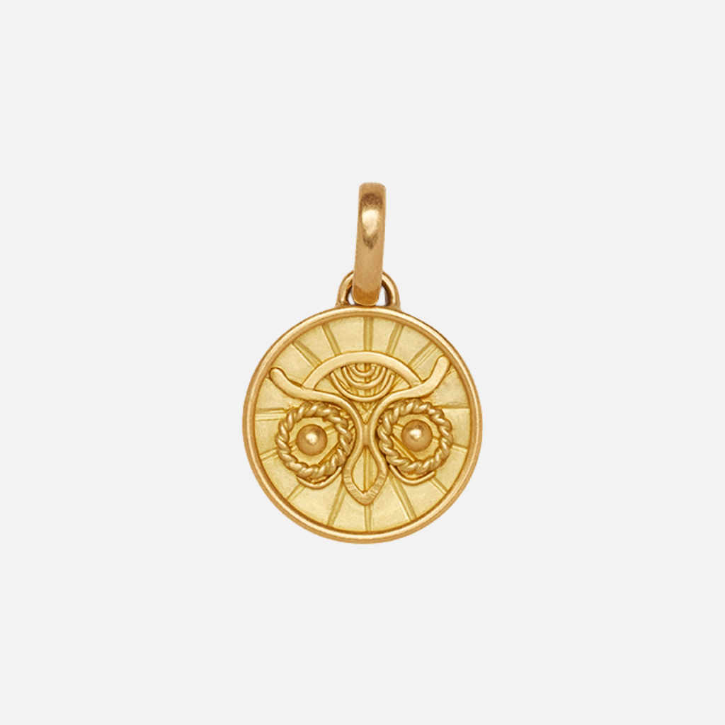 Animalia "Flaco" Owl Pendant in 20K Peach Gold Reinstein Ross Goldsmiths
