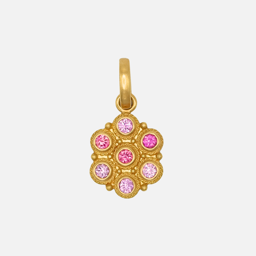 Ashley "Flower Braid" Pendant with Pink Sapphires in 20K Peach Gold Reinstein Ross Goldsmiths