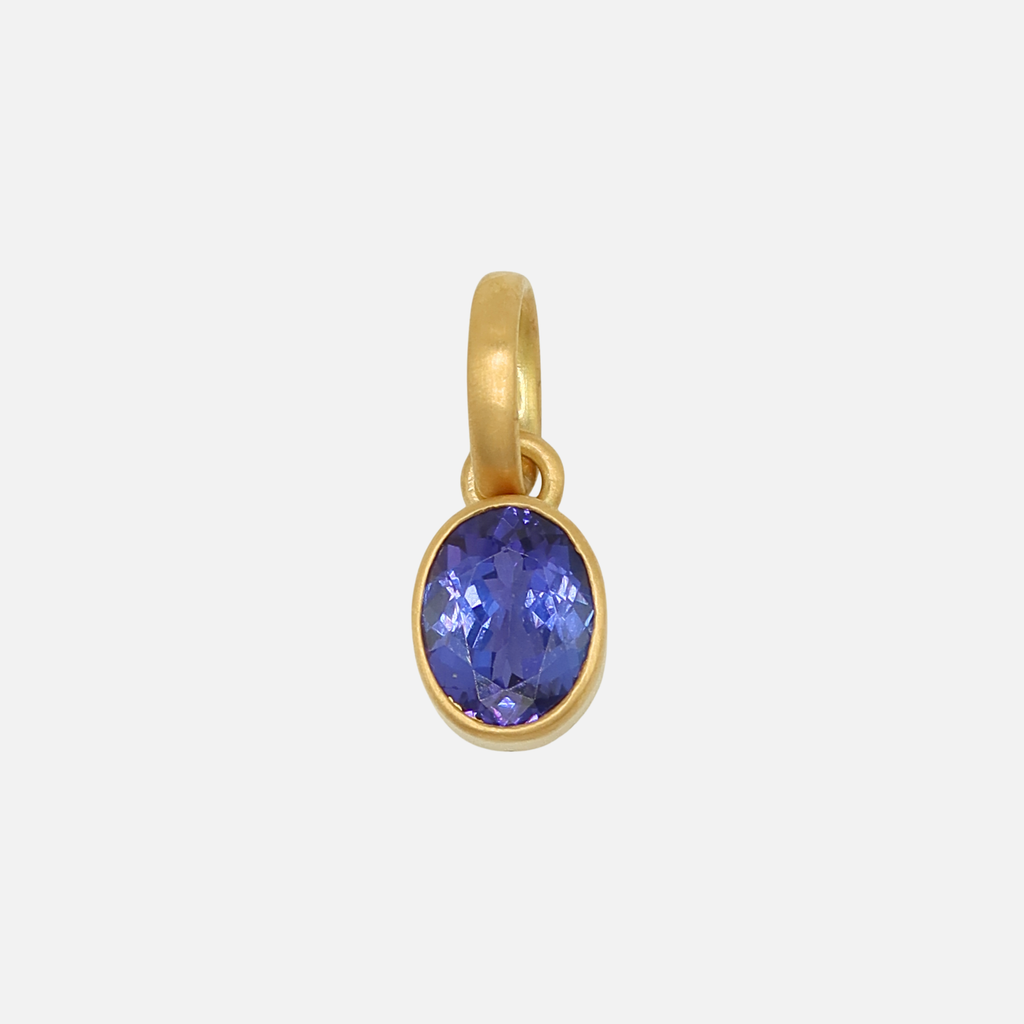 Sonoma Oval Faceted Tanzanite Pendant in 20K Peach Gold
