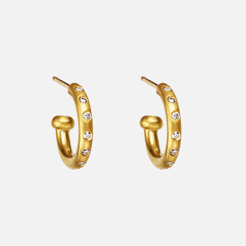 Hoopstock Baby Diamond Hoops in 20K Peach Gold