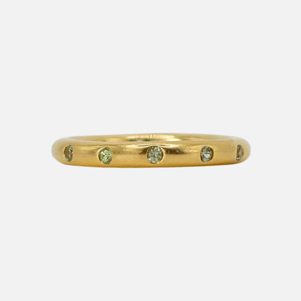 Round Evenly Spaced Green Sapphire Band in 20K Peach Gold- 3mm Reinstein Ross Goldsmiths