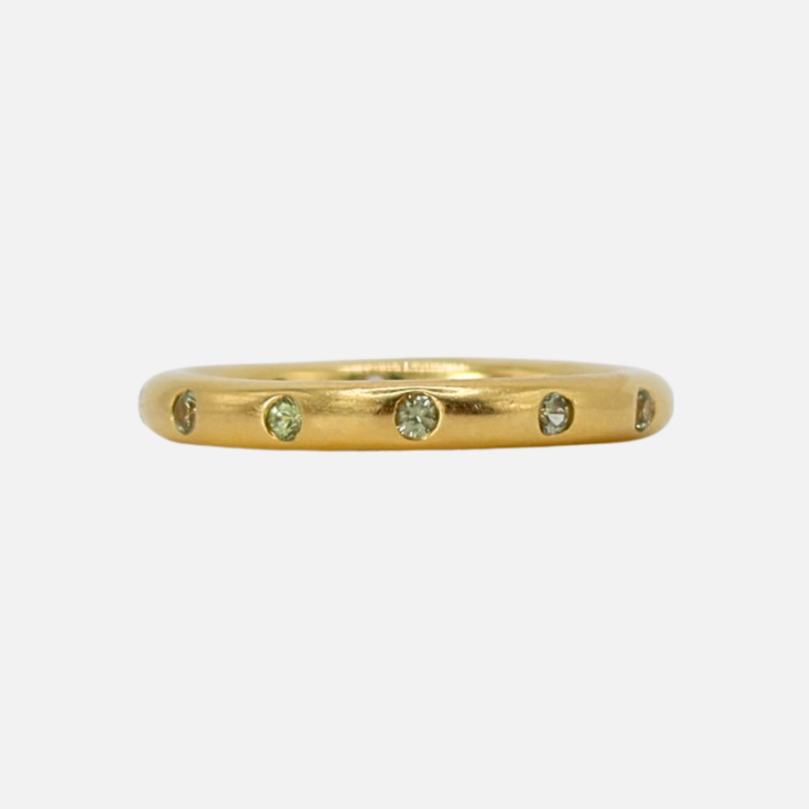 Round Evenly Spaced Green Sapphire Band in 20K Peach Gold- 3mm Reinstein Ross Goldsmiths
