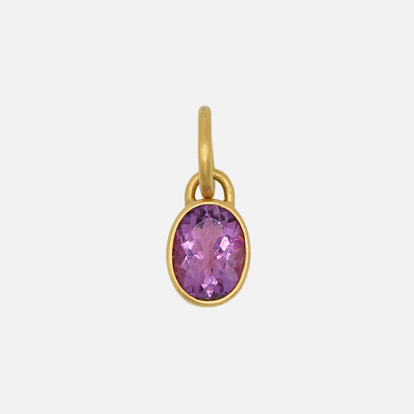 Sedona Oval Amethyst Pendant in 20K Peach Gold