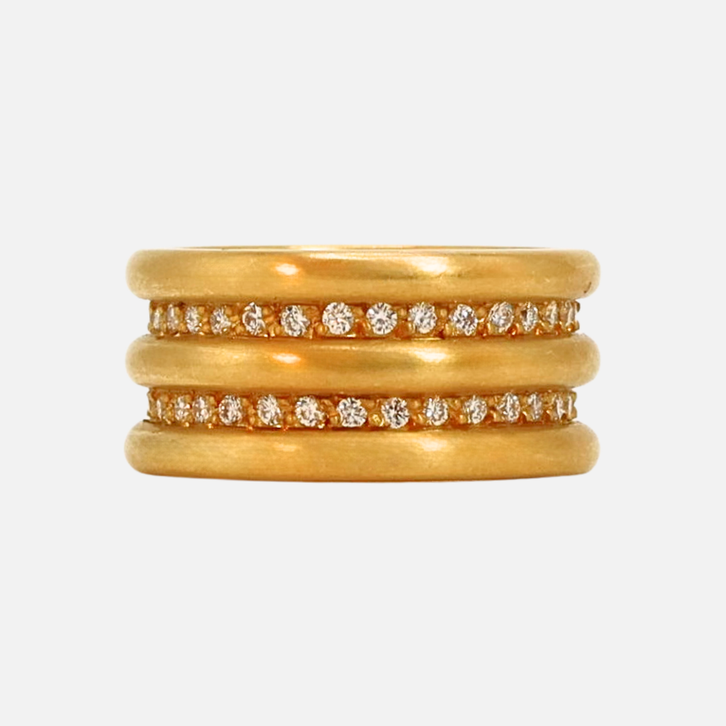 Shimmer Double Diamond Band in 20K Peach Gold Reinstein Ross Goldsmiths