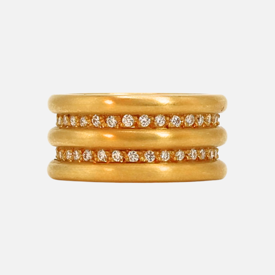 Shimmer Double Diamond Band in 20K Peach Gold Reinstein Ross Goldsmiths