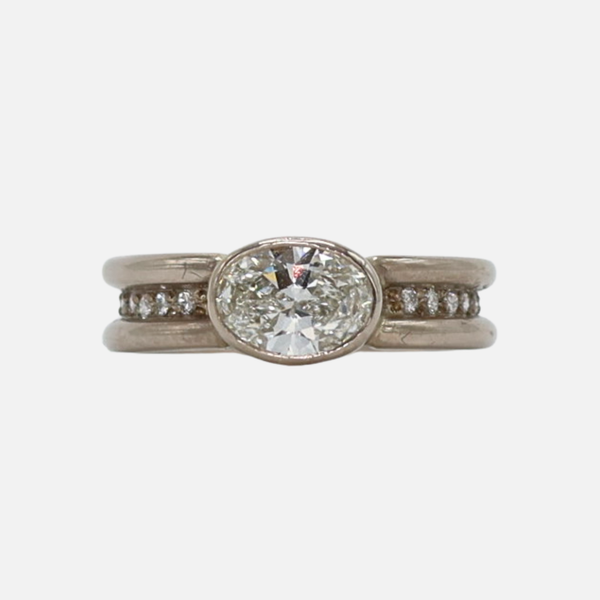 Shimmer Mini Oval Diamond Ring in 18K Alpine Gold