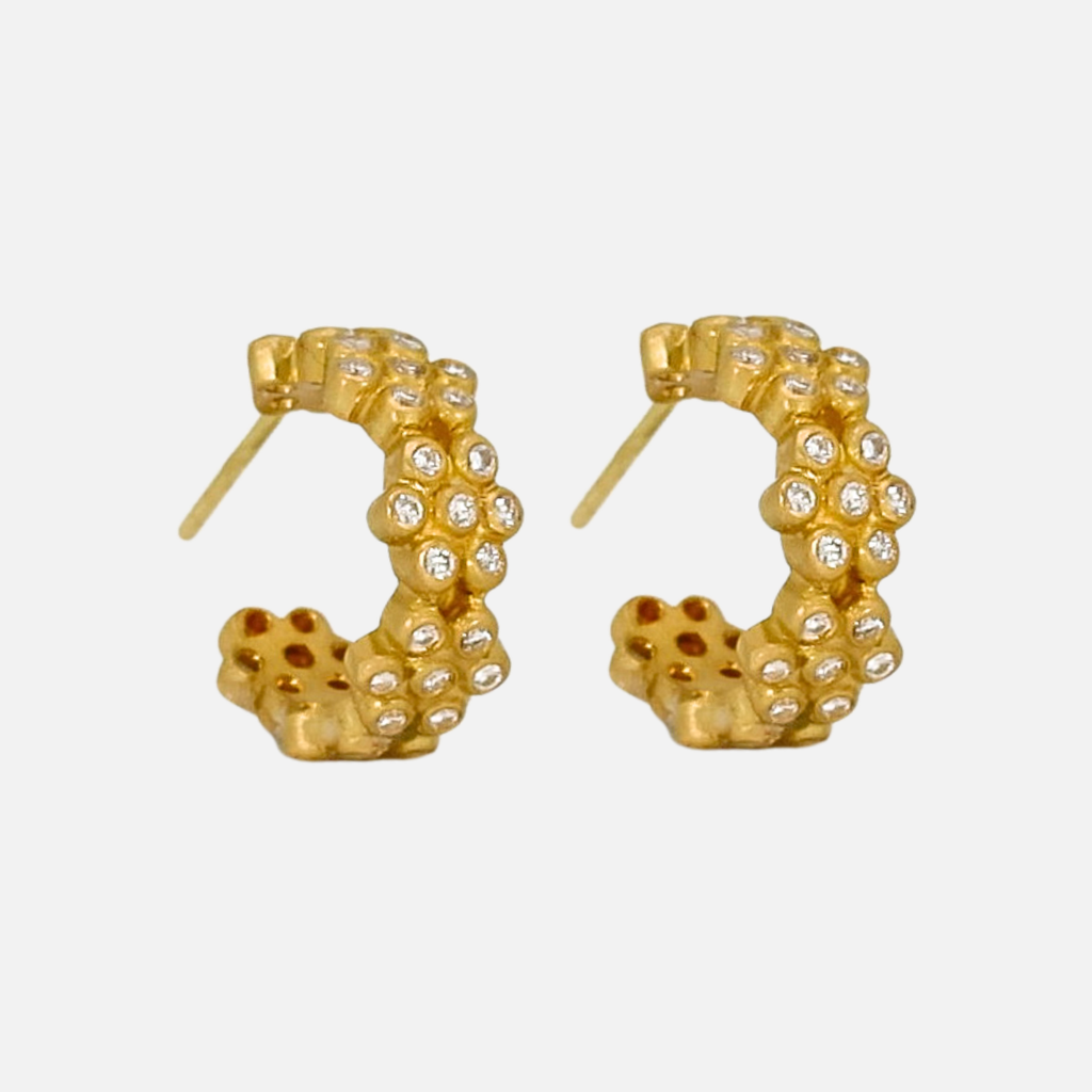 Snowdrop Diamond Hoop Earring in 20K Peach Gold Reinstein Ross Goldsmiths