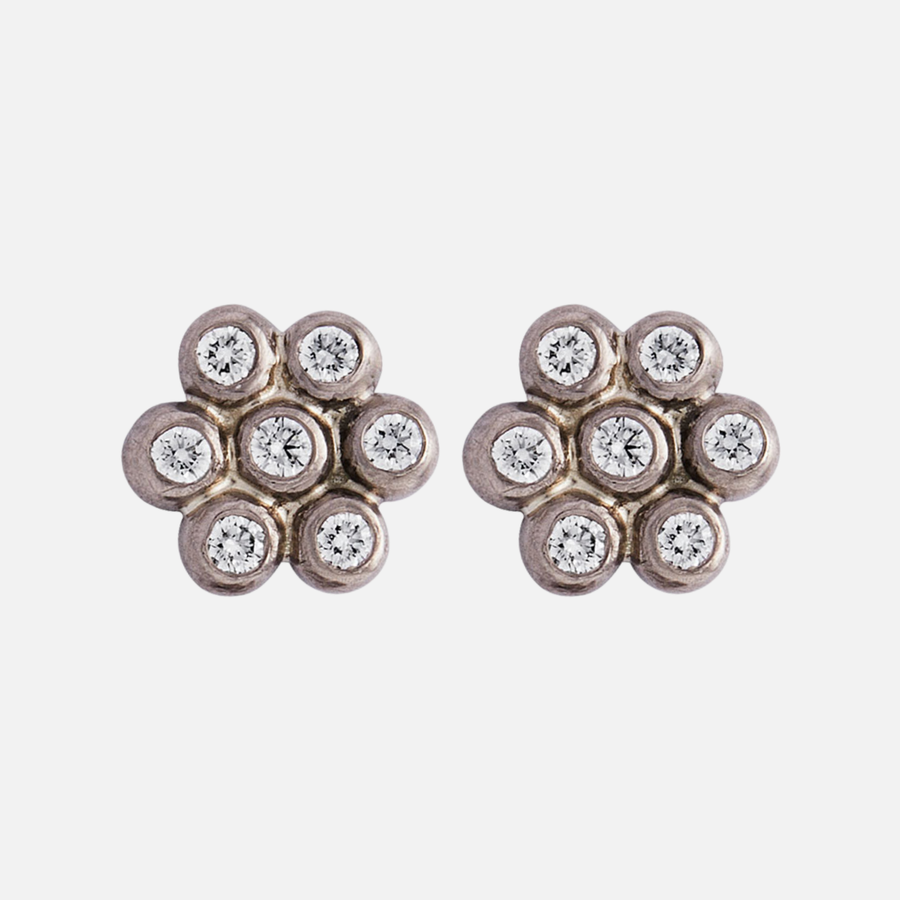 Snowdrop Large Diamond Studs in 18K Alpine Gold Reinstein Ross Goldsmiths
