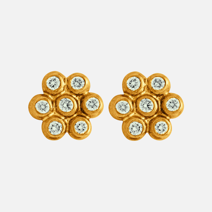 Snowdrop Large Diamond Studs in 20K Peach Gold Reinstein Ross Goldsmiths
