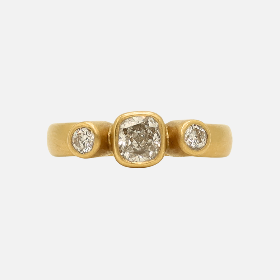 Sonoma "Celeste" Cushion Cut and Round Diamond Ring in 20K Peach Gold Reinstein Ross Goldsmiths