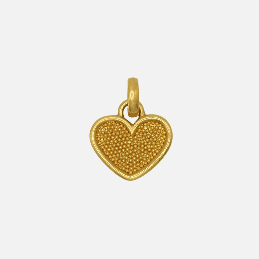 Sonoma Granulated Heart Small Bail Pendant in 22K Nectar Gold