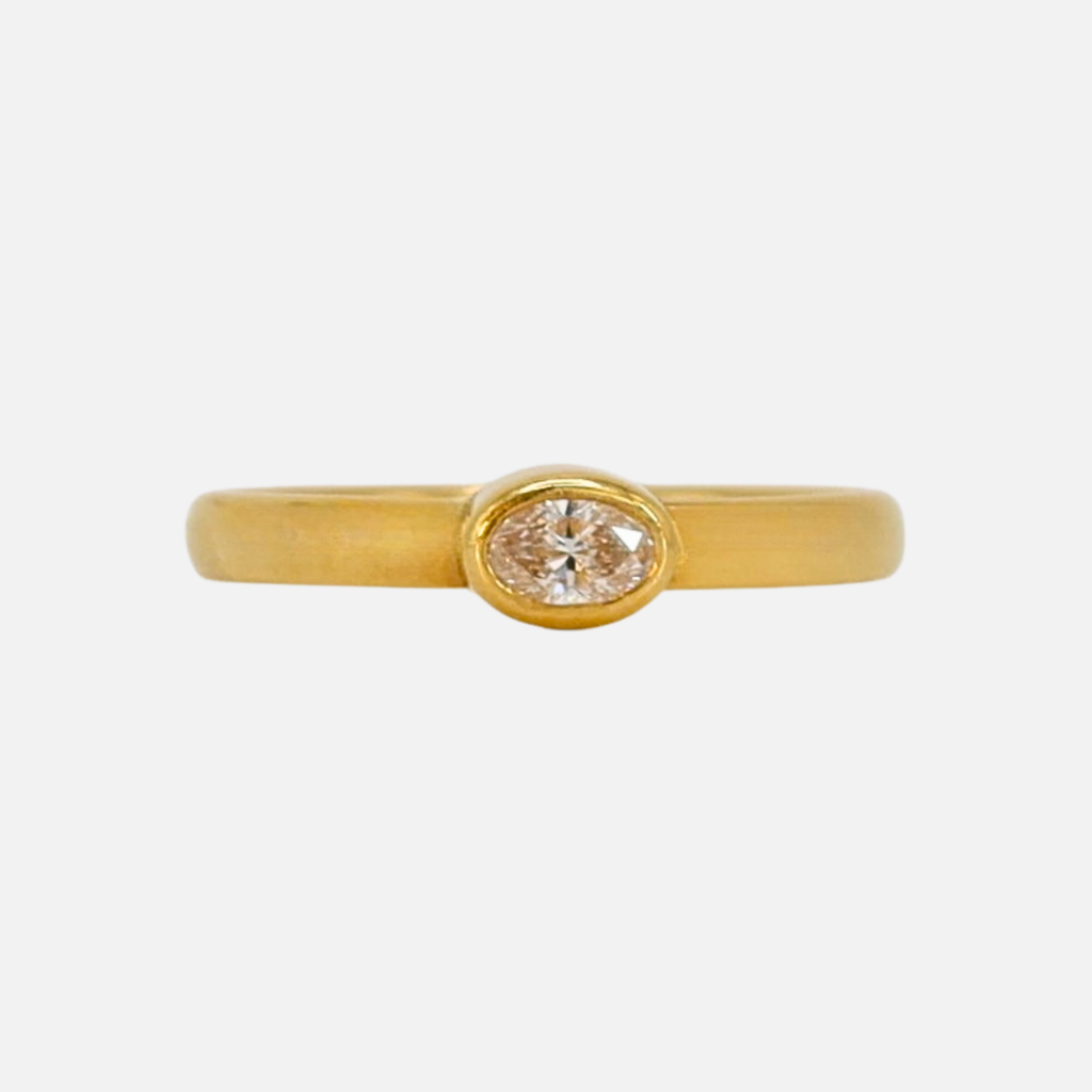 Sonoma Mini Oval Diamond Ring in 20K Peach Gold Reinstein Ross Goldsmiths