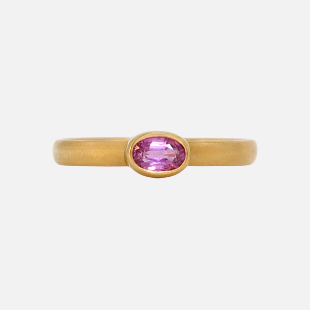 Sonoma Mini Oval Pink Sapphire Ring in 20K Peach Gold Reinstein Ross Goldsmiths