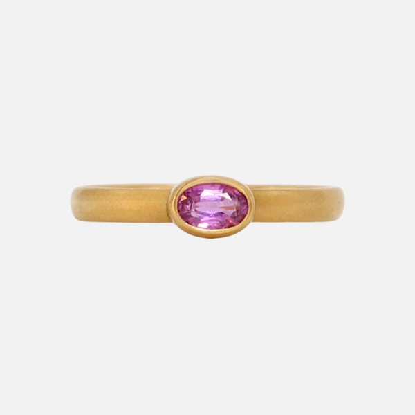 Sonoma Mini Oval Pink Sapphire Ring in 20K Peach Gold