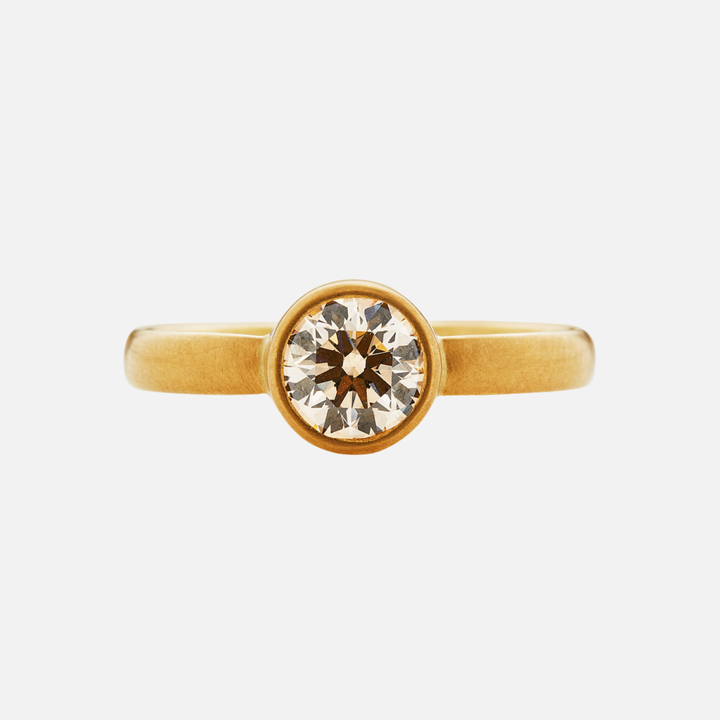 Sonoma Mini Round Champagne Diamond Ring in 20K Peach Gold Reinstein Ross Goldsmiths