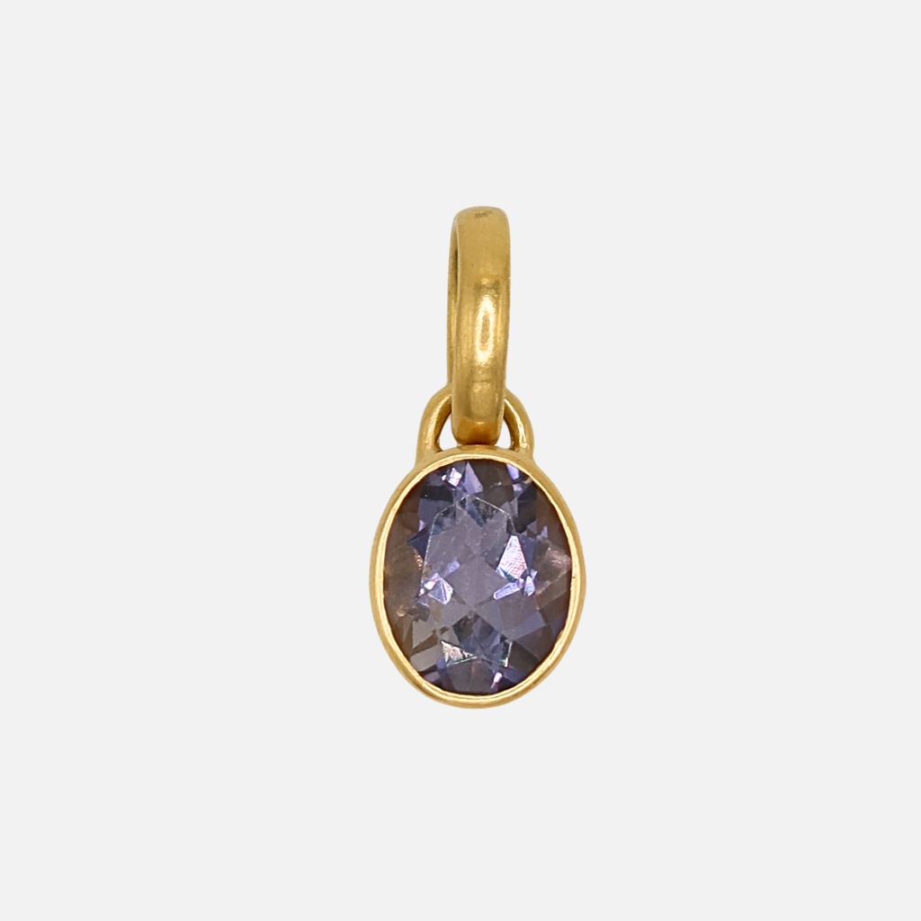 Sonoma Oval Faceted Tanzanite Pendant in 20K Peach Gold Reinstein Ross Goldsmiths