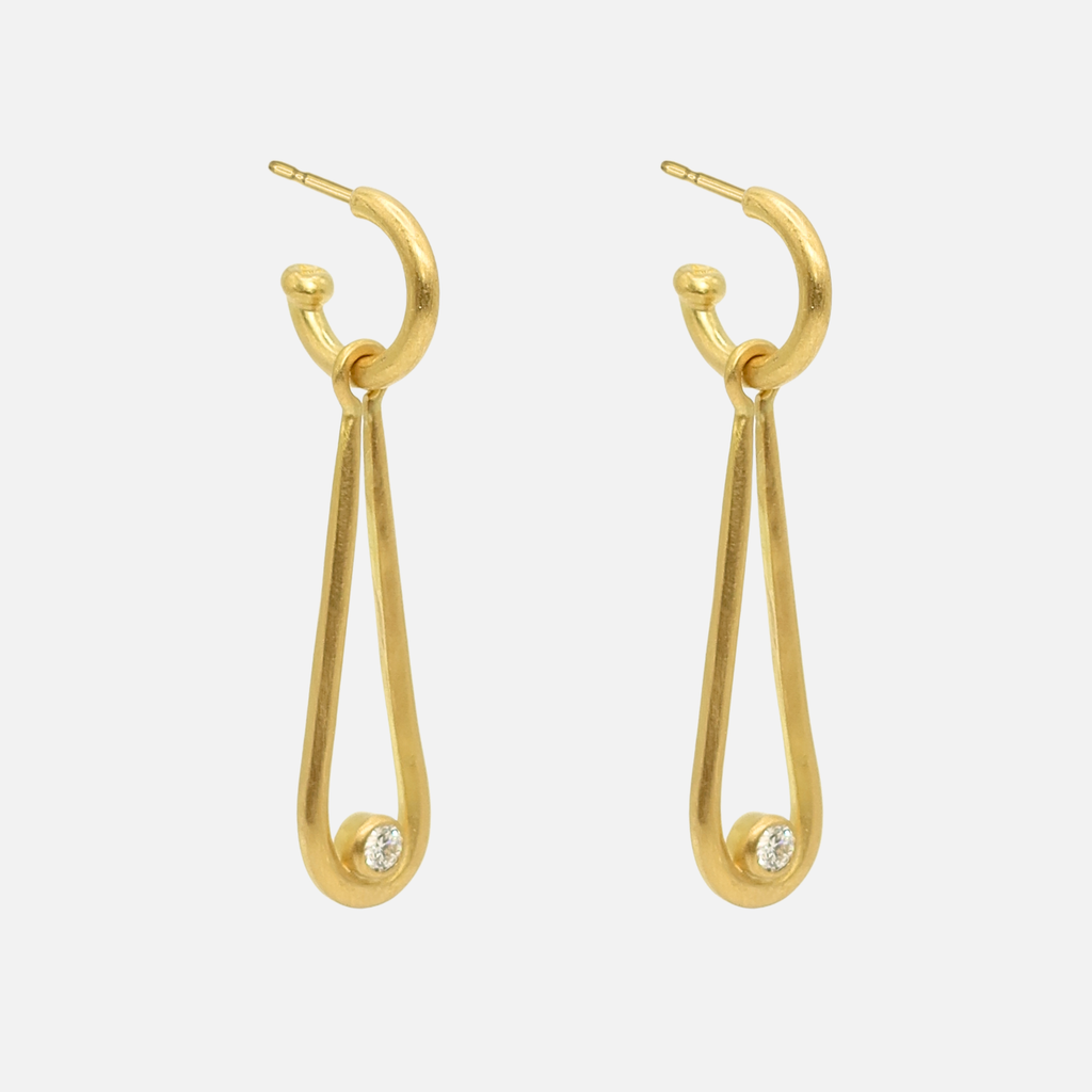 Sonoma Teardrop and Diamond Earrings in 20K Peach Gold Reinstein Ross Goldsmiths