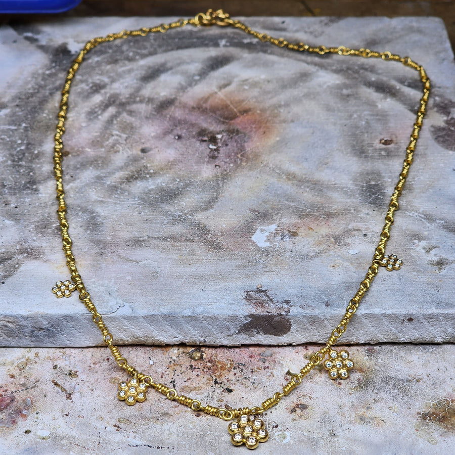 Snowdrop Five "Isabella" Necklace in 20K Peach Gold Reinstein Ross Goldsmiths
