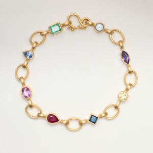 Sonoma "Marianne" Multi Gem Link Bracelet in 20K Peach Gold Reinstein Ross Goldsmiths