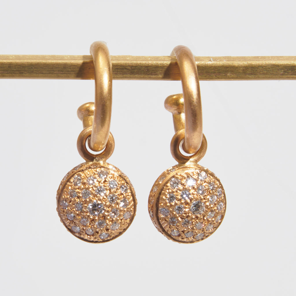Diamond Match™ Pave Dome Large Drops in 20K Peach Gold Reinstein Ross Goldsmiths