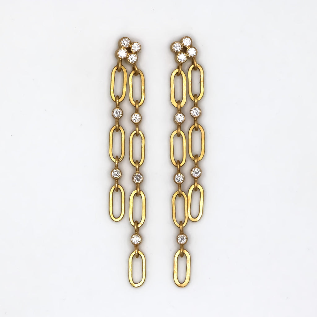 Tivoli "Waterfall" Diamond Earrings in 20K Peach Gold