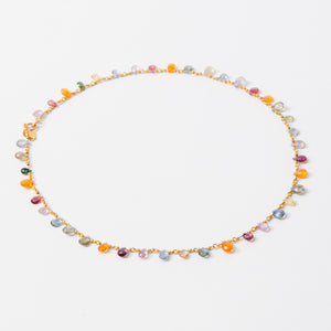 Isabella "Classic" Multi Sapphire Briolette Necklace in 20K Peach Gold- 18" Reinstein Ross Goldsmiths
