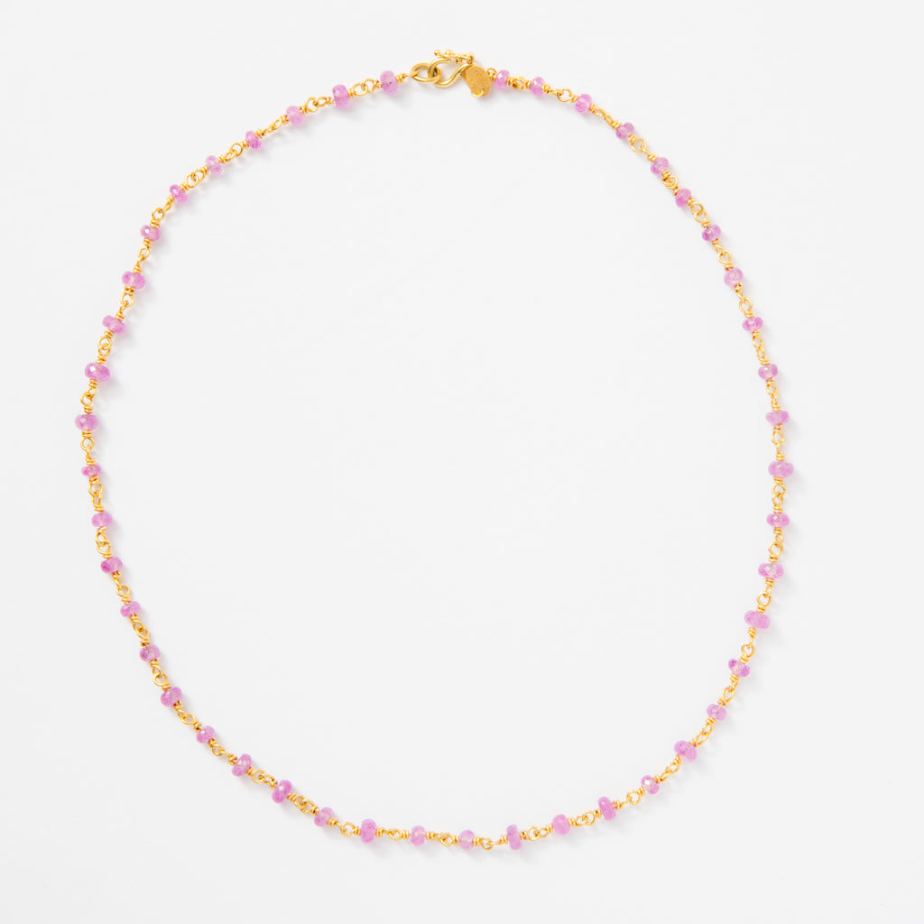 Isabella "Classic" Pink Sapphire Necklace in 20K Peach Gold- 18" Reinstein Ross Goldsmiths