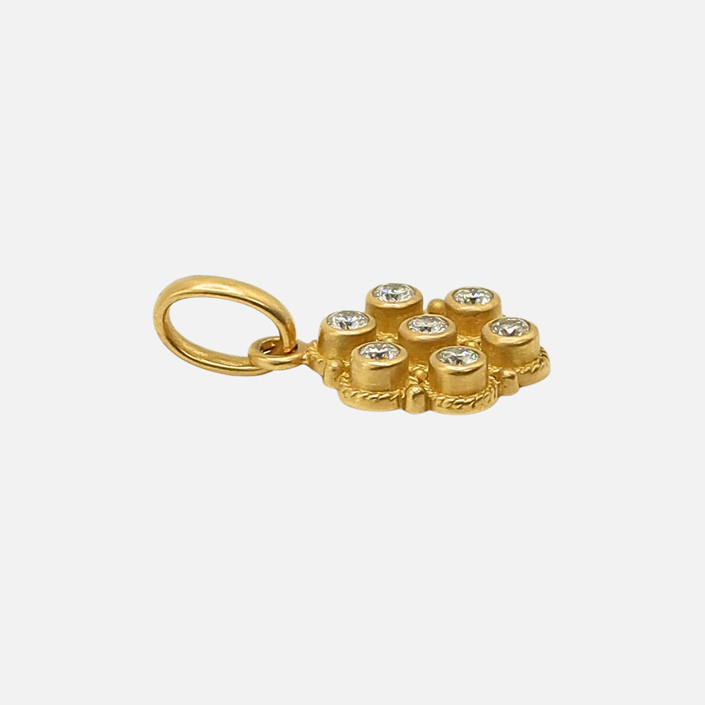 Ashley "Flower Braid" Pendant with Diamonds in 20K Peach Gold
